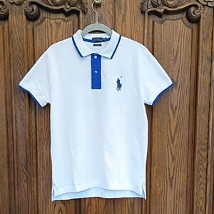 Polo by Ralph Lauren White and Blue Classic Fit Polo Shirt